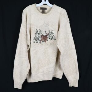 Cedar Falls Knit Sweater Men's Size Large Biege Chunky Made in USA Vintage